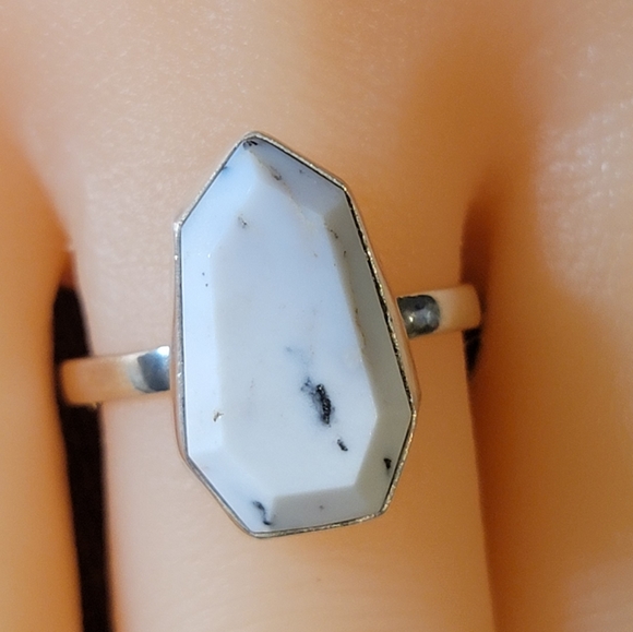 Native Jewelry - Native Dendritic Opal Gemstone Ring Size 7 Sterling Silver Boho Jewelry